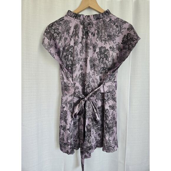 Apt 9 XL Purple Floral Y2k Babydoll Top Romantic Boho Whimsigoth Fairy Cottage - Picture 2 of 8